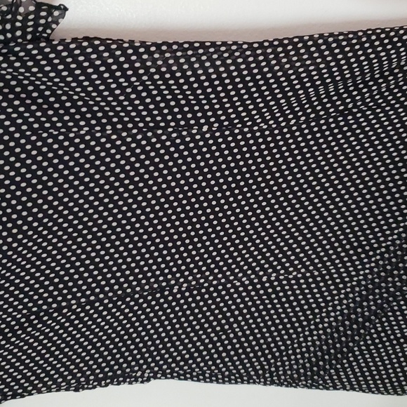 Papell petites silk polka dot asymmetrical hem midi maxi dress, flutter sleeve - Picture 9 of 9